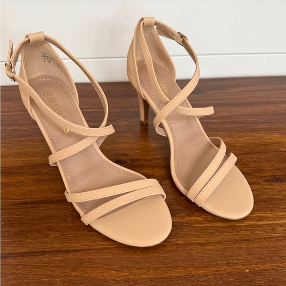 Dream Pairs Shoes - DREAM PAIRS Nude Strappy Heels Ankle Strap Stiletto Sandals Size 8